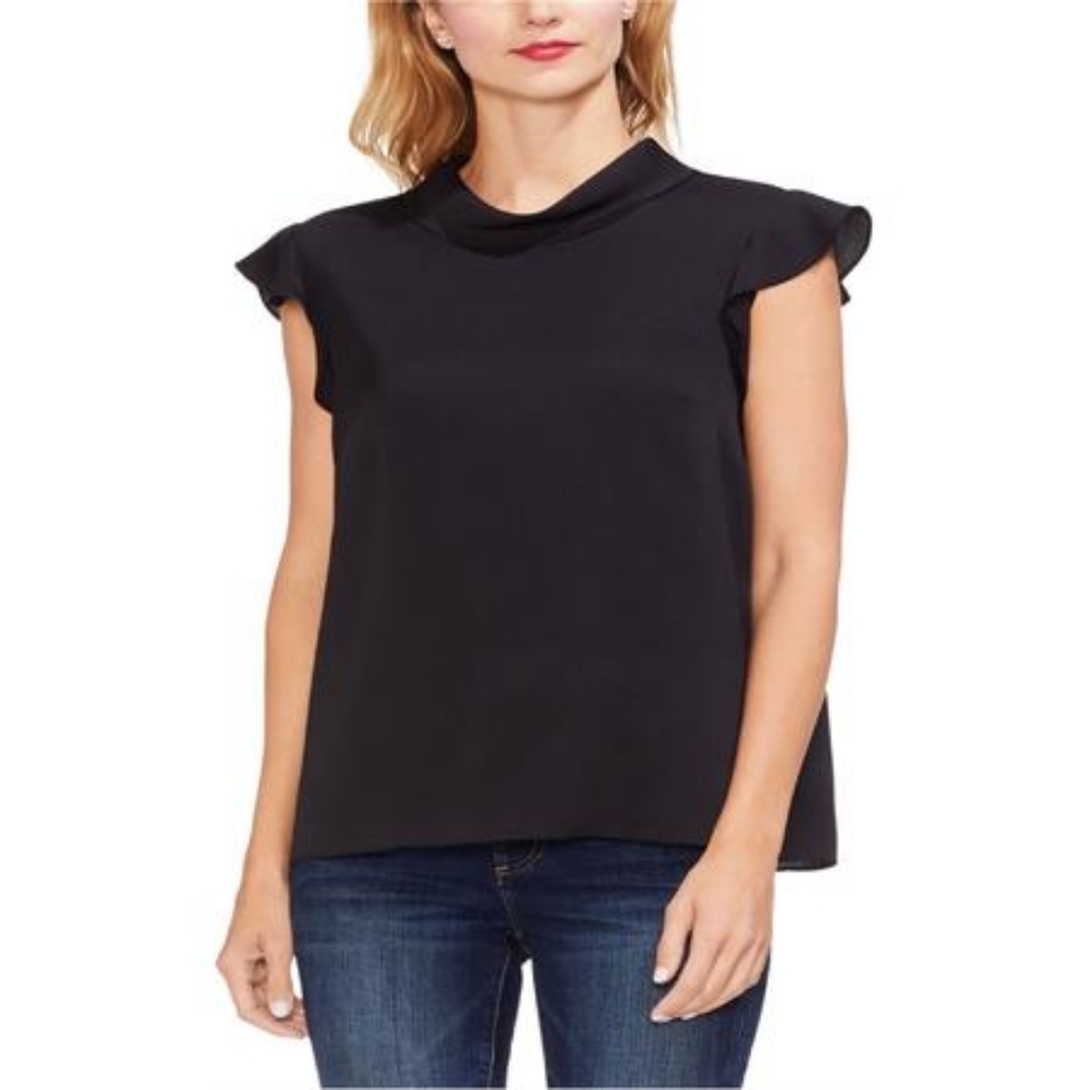 EUC Vince Camuto Womens Ruffled Cap Sleeve Tunic Blouse